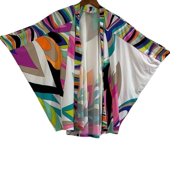 Trina Turk St. Tropez Bright Colorful Batwing Kimono Swim Coverup NEW Size M - Picture 2 of 13